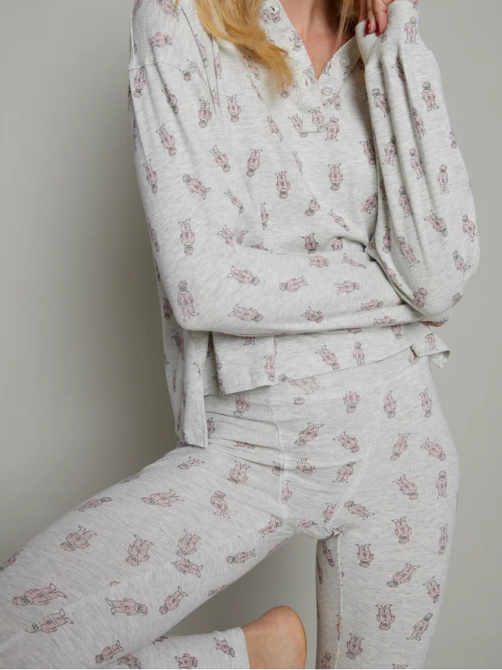 Sister Bloom Lifestyle Foundry Santa rib knit Henley and Long John new